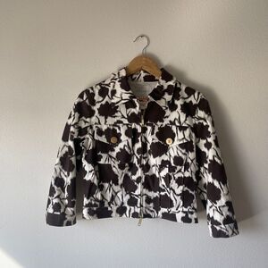 Celine Print Cropped‎ Jacket with Gold Buttons